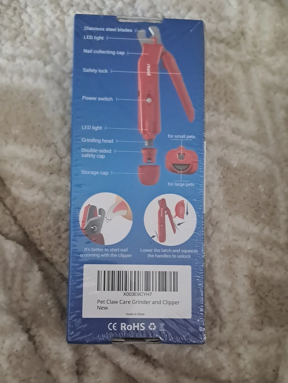 Rechargeable 2-in-1 Pet Nail Grinder & Clipper - Red